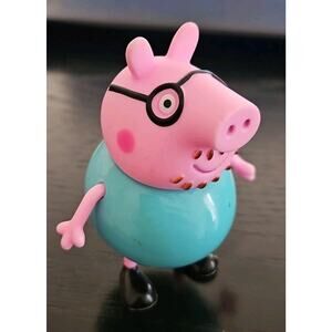 Peppa Pig Daddy Pig Toy Figure Classic Teal Outfit Father Dad 3"